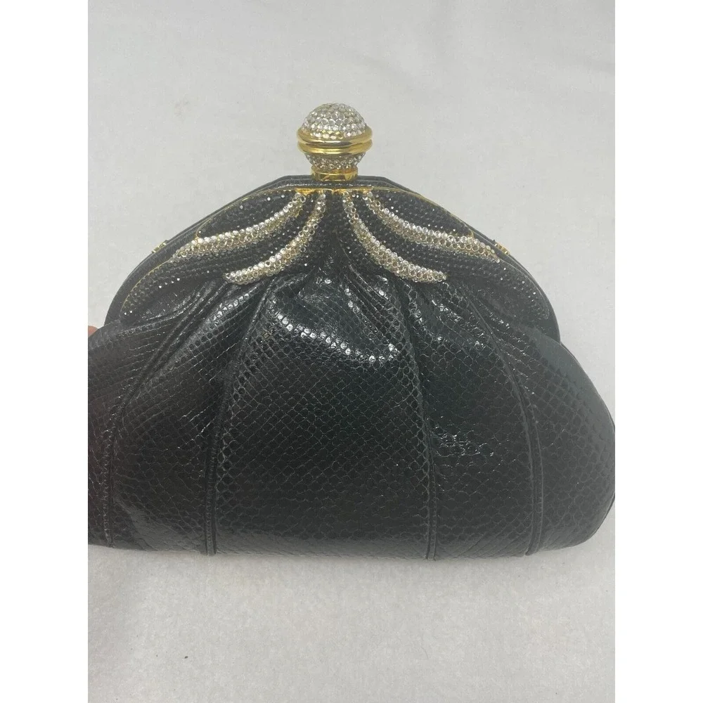 Vintage Finesse La Model Jeweled Convertible Snakeskin‎ Clutch Gold Chain
